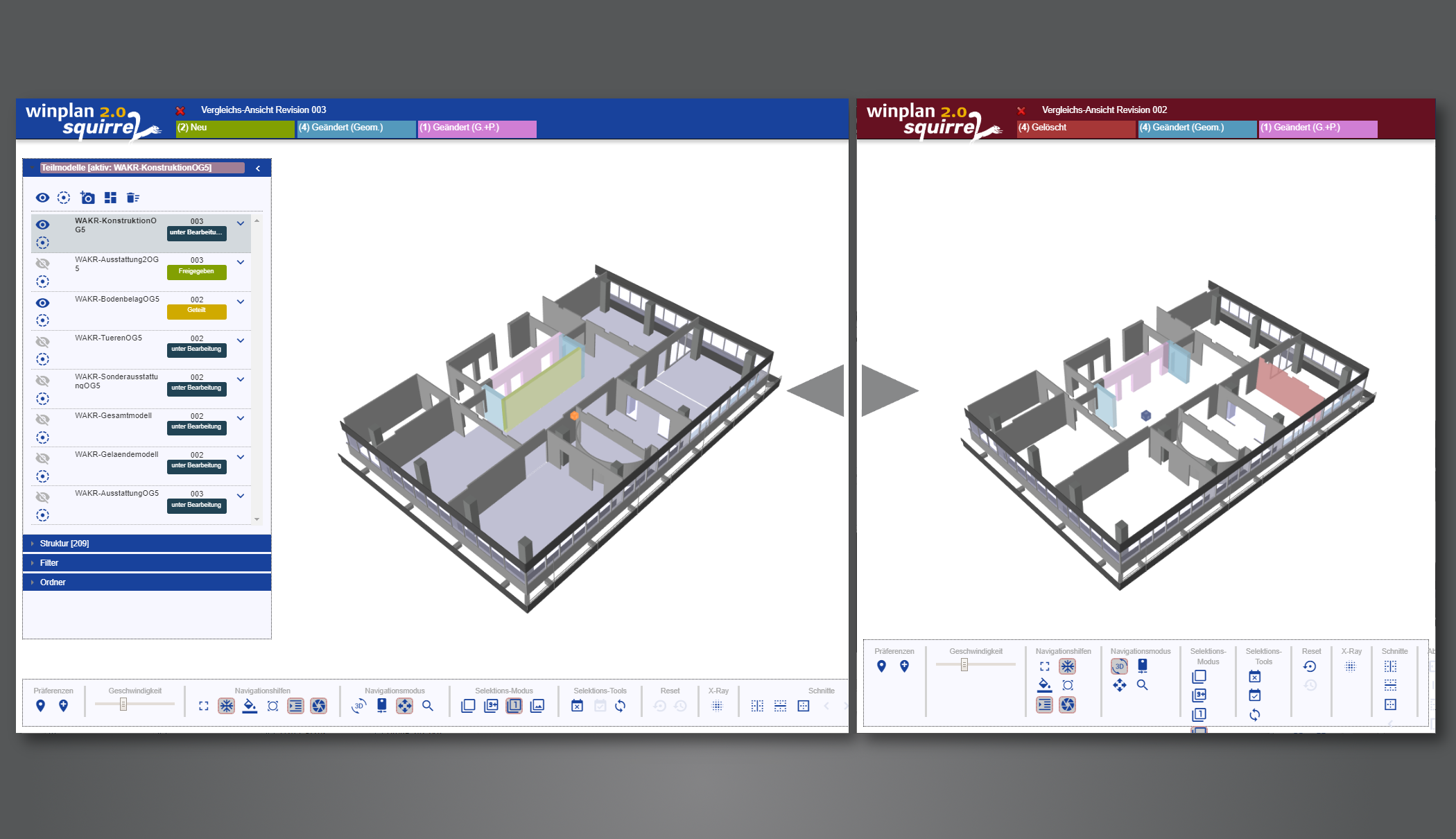 Screenshot BIM Versionsvergleich